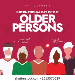 International day of the Older Persons banner, post. 1st October day of the older persons banner, post with olde people of different ethnics. The day honors their lifetime contributions in society.