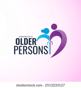 International Day of Older Persons Creative unique idea design logo banner poster social media web background isolated vector illustration older person symbol icon love care respect our elder citizens