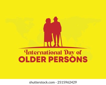 International Day of Older Persons, Cute older couple banner design, Elderly man and woman standing 