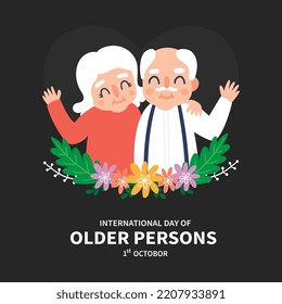 International Day for Older Persons, Happy Grandparents Day, old parents day, banner, poster, brochure, greeting card, Flat Design Illustration, vector design, editable, Cute cartoon grandparents