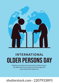 International Day for Older Persons, Happy Grandparents Day, old parents day, banner, poster, brochure, greeting card, Flat Design Illustration, vector design, editable, Cute cartoon grandparents