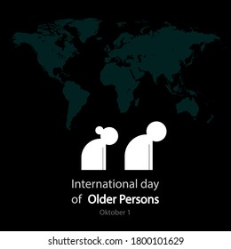 International day of older persons and world map, vector art illustration.