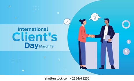 International Client’s Day on March 19 business brochure flyer banner design horizontal template vector, cover presentation abstract, modern publication poster and flag-banner.