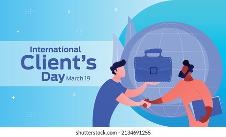 International Client’s Day on March 19 business brochure flyer banner design horizontal template vector, cover presentation abstract, modern publication poster and flag-banner.