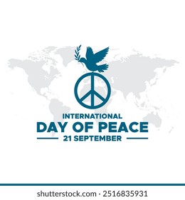 International Day of Peace, 21 September, International Peace day held on 21 September every year, banner, post, ads design, vector illustration. eps file.