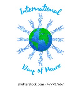 International Day of Peace 21 September on world. Love No War. Respect for Human Rights and Diversity. Every life is worth living. Use For banners, cards and advertising