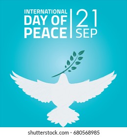 International Day of Peace, 21 September. White dove bird conceptual illustration vector.
