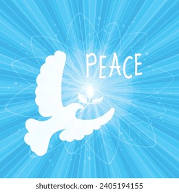 International Day of Peace. Bird, globe, flowers, heart continuous drawing. Concept of love, peace and kindness. Text. Vector web banner, illustration, poster, postcard for social media, networking.