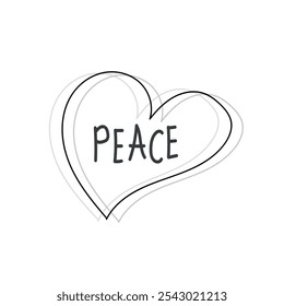 International Day of Peace. Bird, globe, flowers, heart continuous drawing. Concept of love, peace and kindness. Text. Vector web banner, illustration, poster, postcard for social media, networking.