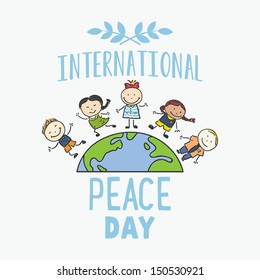 International Day of Peace - Children celebrating on planet Earth