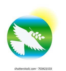 International Day of Peace, dove of peace against the background of earth and sun, vector