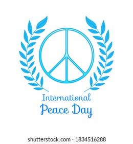 International day of peace with dove of peace and badge sign message on white background, peace symbols, vector illustration eps file