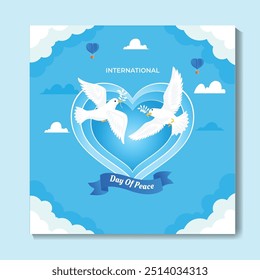 International day of peace with doves and heart