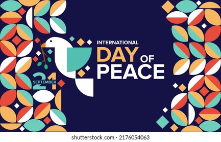 International day of peace. Geometric shape poster, background, book cover vector illustration