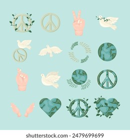 International Day Of Peace Illustration Set