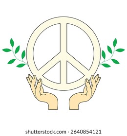 International day of peace illustration. White dove, globe, peace day vector isolated.	