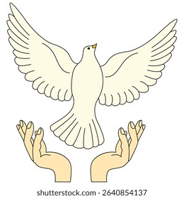 International day of peace illustration. White dove, globe, peace day vector isolated.	