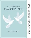 international day of peace minimalistic flat fyer design with white doves