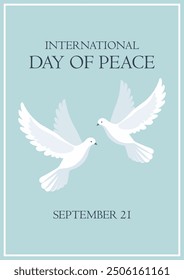 international day of peace minimalistic flat fyer design with white doves