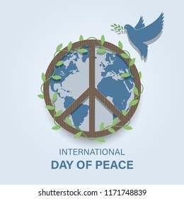 International Day of Peace. Pigeon, symbol, planet earth. Vector illustration.