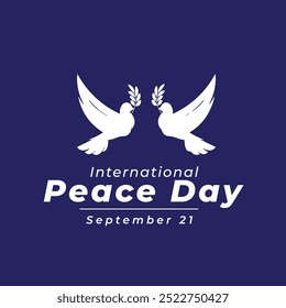 International Day of Peace poster design, earth illustration, peace elements vector, dove vector, 21 September