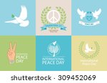 International Day of Peace Poster Templates with white dove and olive branch