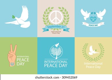 International Day of Peace Poster Templates with white dove and olive branch