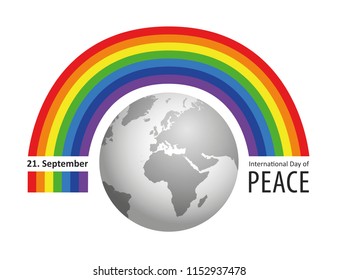 international day of peace rainbow 21 september vector illustration