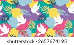 international day of peace seamless pattern colorful doves and olive branches for posters greeting cards web design and wallpaper