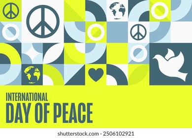 International Day of Peace. September 21. Holiday concept. Template for background, banner, card, poster with text inscription. Vector EPS10 illustration