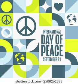 International Day of Peace. September 21. Holiday concept. Template for background, banner, card, poster with text inscription. Vector EPS10 illustration