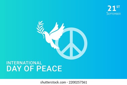 International Day of Peace - September 21st - The dove of peace Vector Background Happy and Hopeful Blue gradient for Peace day -  design for poster flyer brochure or web use