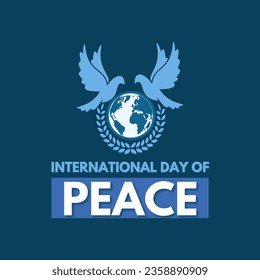 International day of peace, September 21st, earth icon with two pigeons Aesthetic art