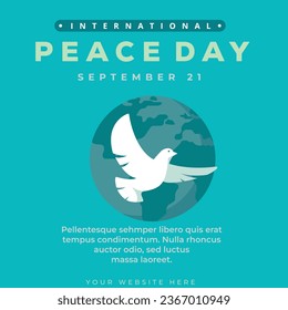 International Day of Peace social media post template illustration. 