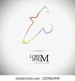 International day of peace, symbol of dove with branch from the contour classic . Dove from colored brush line. Vector illustration