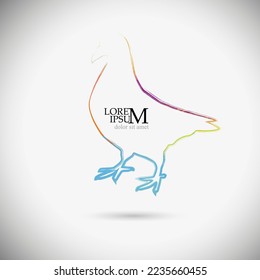 International day of peace, symbol of dove with branch from the contour classic . Dove from colored brush line. Vector illustration