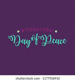International Day of Peace typography on dark purple background. creative cover design.