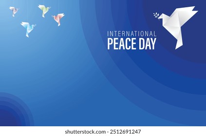 International day of peace vector card illustration. white dove bird symbol. Graphic design to celebrate the ideals of peace, respect, non-violence and cease-fire.