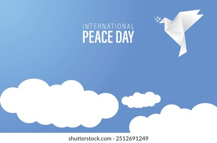 International day of peace vector card illustration. white dove bird symbol. Graphic design to celebrate the ideals of peace, respect, non-violence and cease-fire.