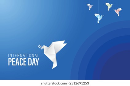 International day of peace, Peace Day vector card illustration. white dove bird symbol. Graphic design to celebrate the ideals of peace, respect, non-violence and cease-fire.