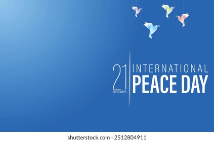 International day of peace vector card illustration. white dove bird symbol. Graphic design to celebrate the ideals of peace, respect, non-violence and cease-fire.