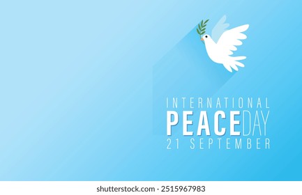 International day of peace vector card illustration. white dove bird symbol. Graphic design to celebrate the ideals of peace, respect, non-violence and cease-fire.