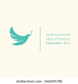 International day of peace vector design with pigeons that bite the leaves and peace colored