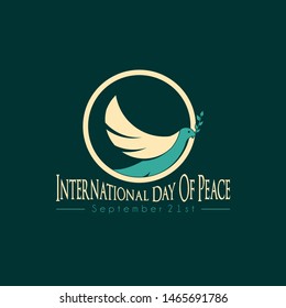 International day of peace vector design with pigeons that bite the leaves on circle