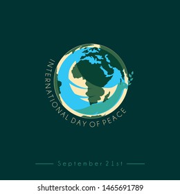 International day of peace vector design with pigeons that bite the leaves on earth