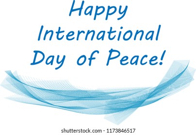 International Day of Peace. Vector illustration. Banner with beautiful white origami dove over greeting sign, for International Day of Peace 21st September. For banner, website. Different colors