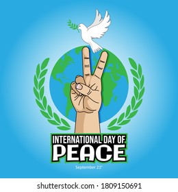 International day of peace, Vector illustration International day of peace banner or poster with white dove of Peace and world sign on blue background vector design.