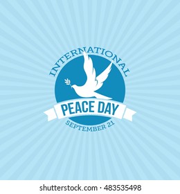 International Day of Peace vector illustration.Peace dove with olive branch for International Peace Day poster. Great for Greeting Card, Emblem and Banner