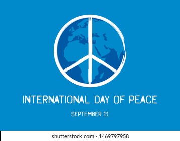 International Day of Peace vector. Peace symbol vector. Peace Symbol with Planet Earth. International Day of Peace Poster, September 21. Important day