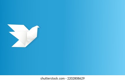 International day of peace white paper dove bird on blue background. - Vector.